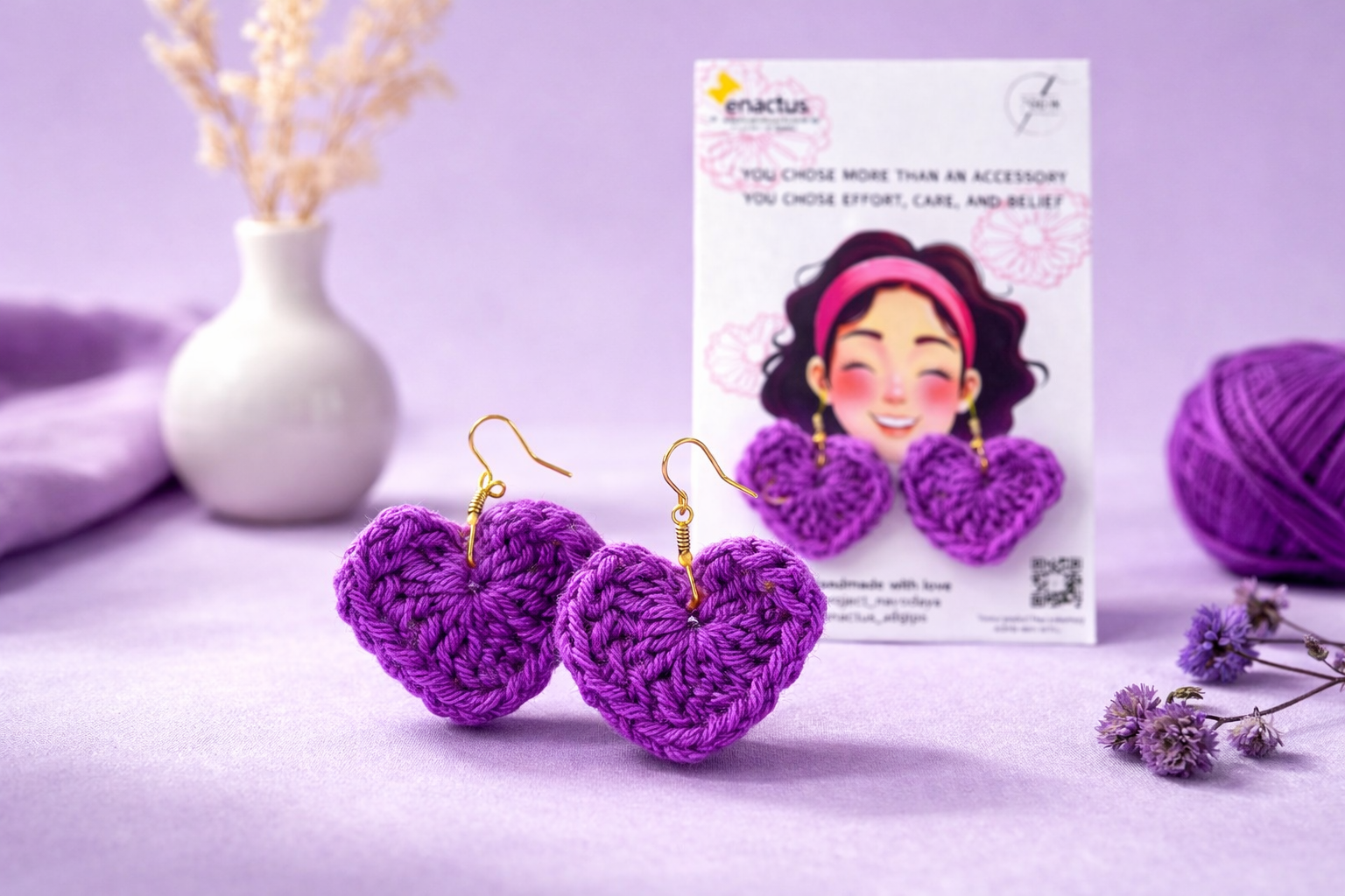 Crochet Heart Earrings